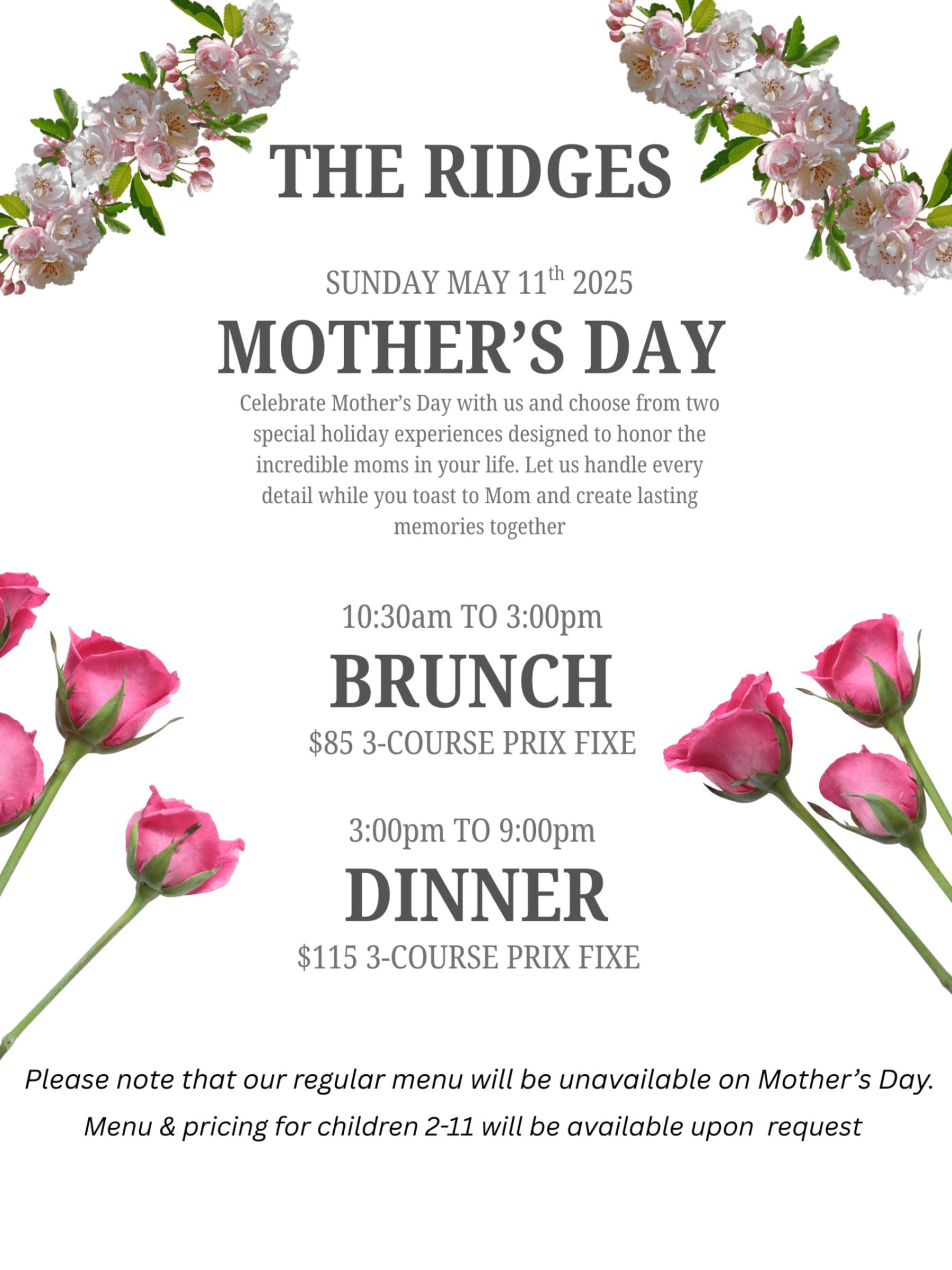 Check out both brunch and dinner menus by clicking the button.